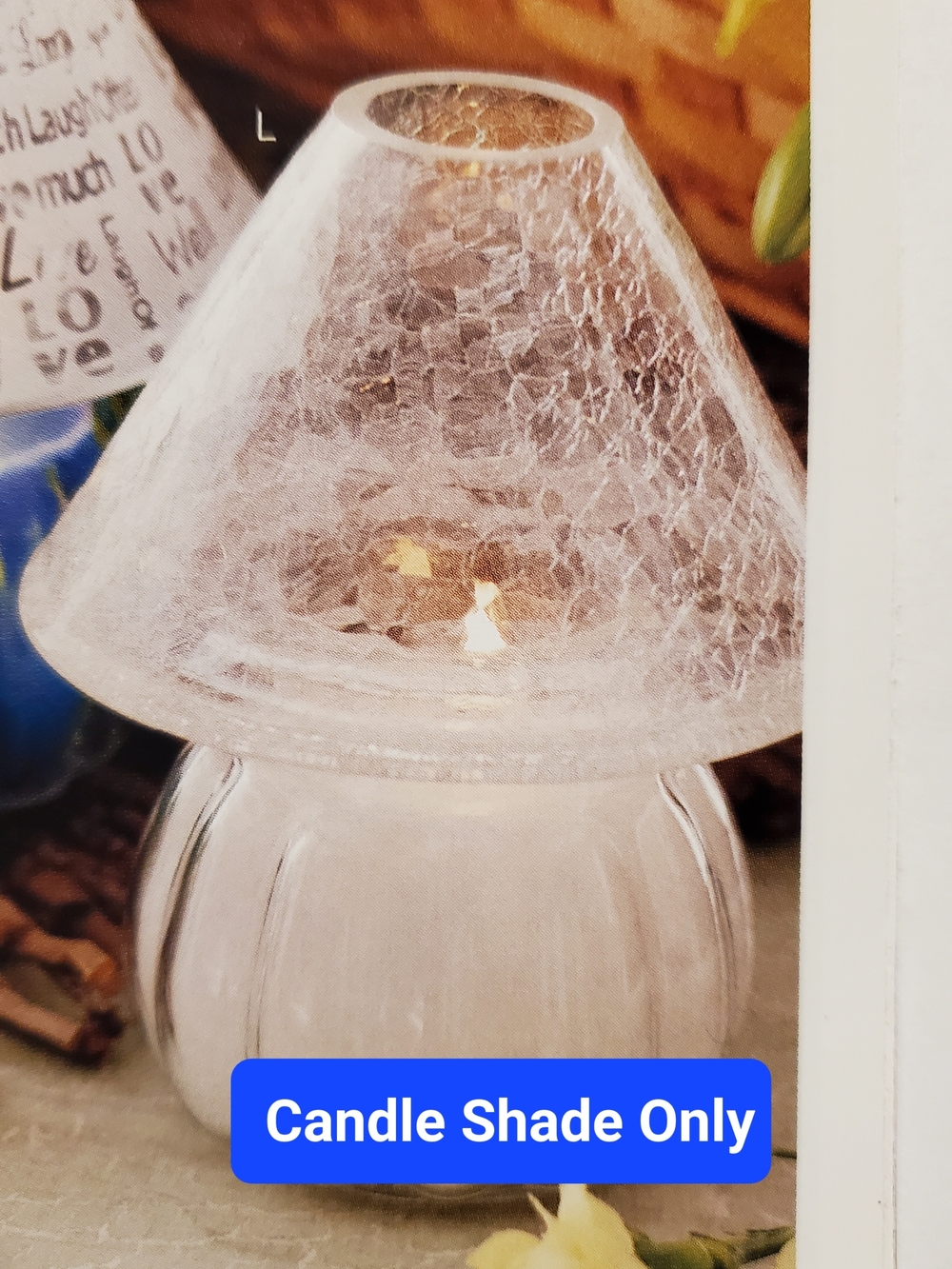 Clear Crackle Glass Candle Shade - Mushroom Shape Home Interiors NEW